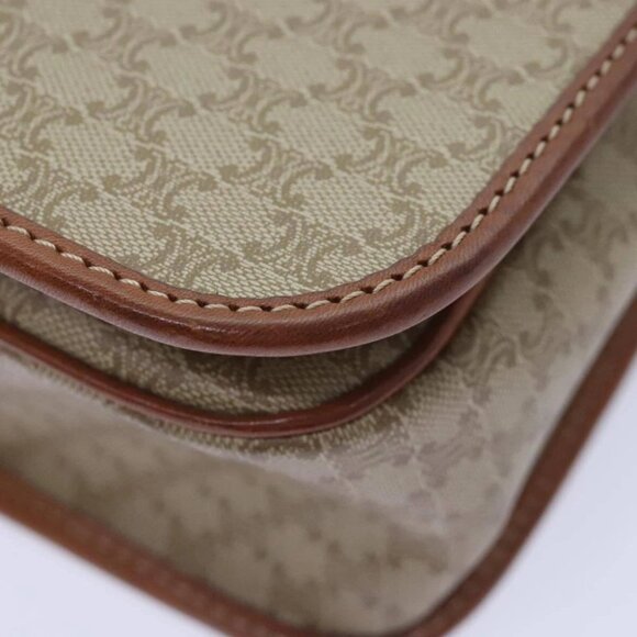 CELINE Macadam Canvas Shoulder Bag Beige Brown Gold Auth kk341V - Picture 2 of 16